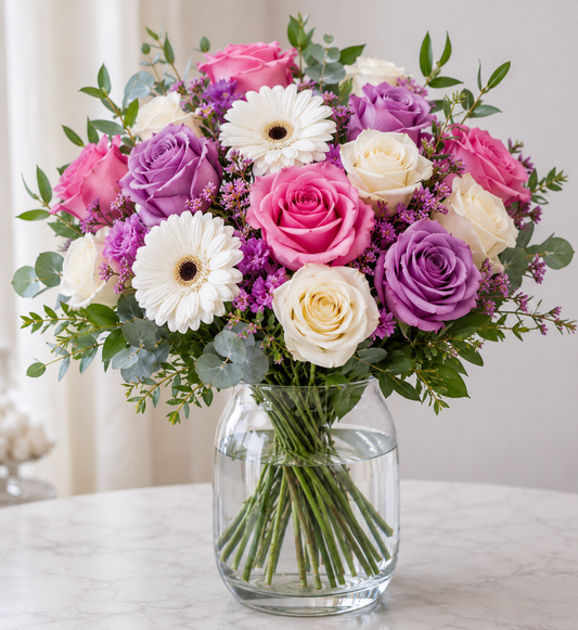 Pink & Purple Vase Arrangement