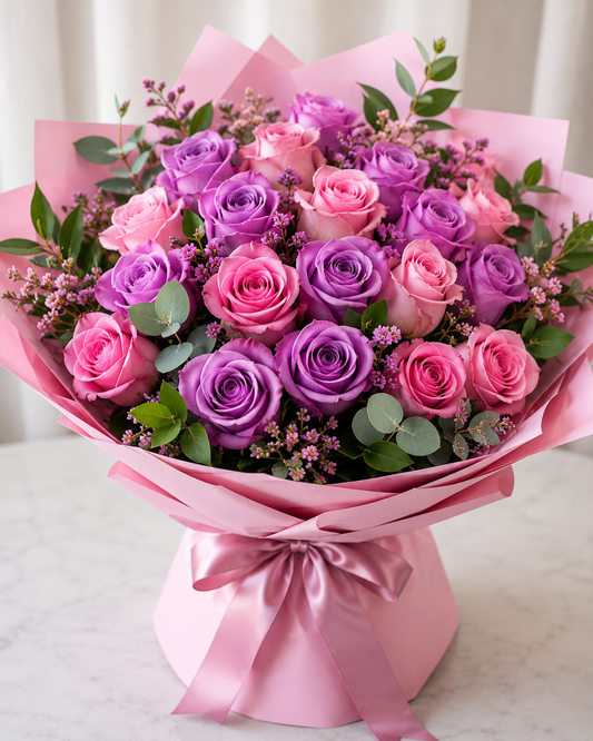 Pink & Purple Rose Bouquet