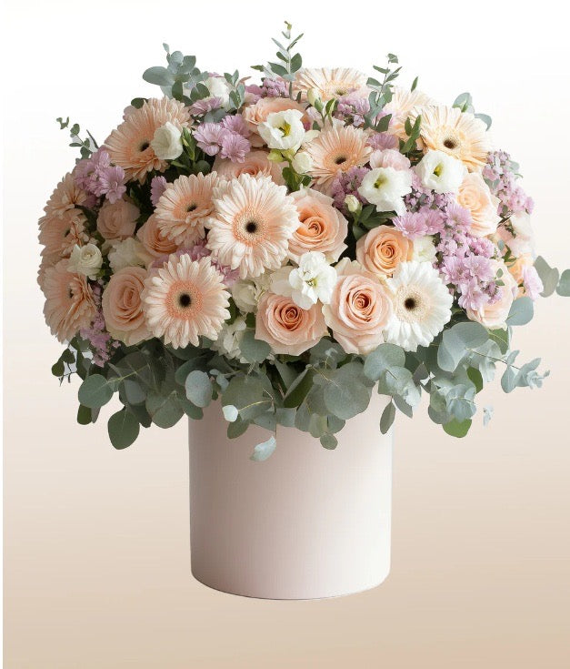 Elegant Pastel Hat Box Arrangement